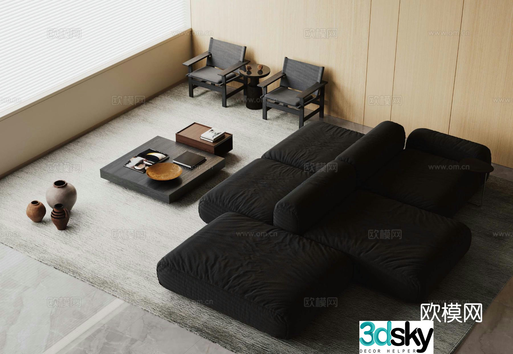 Medieval style modular sofa 3D model