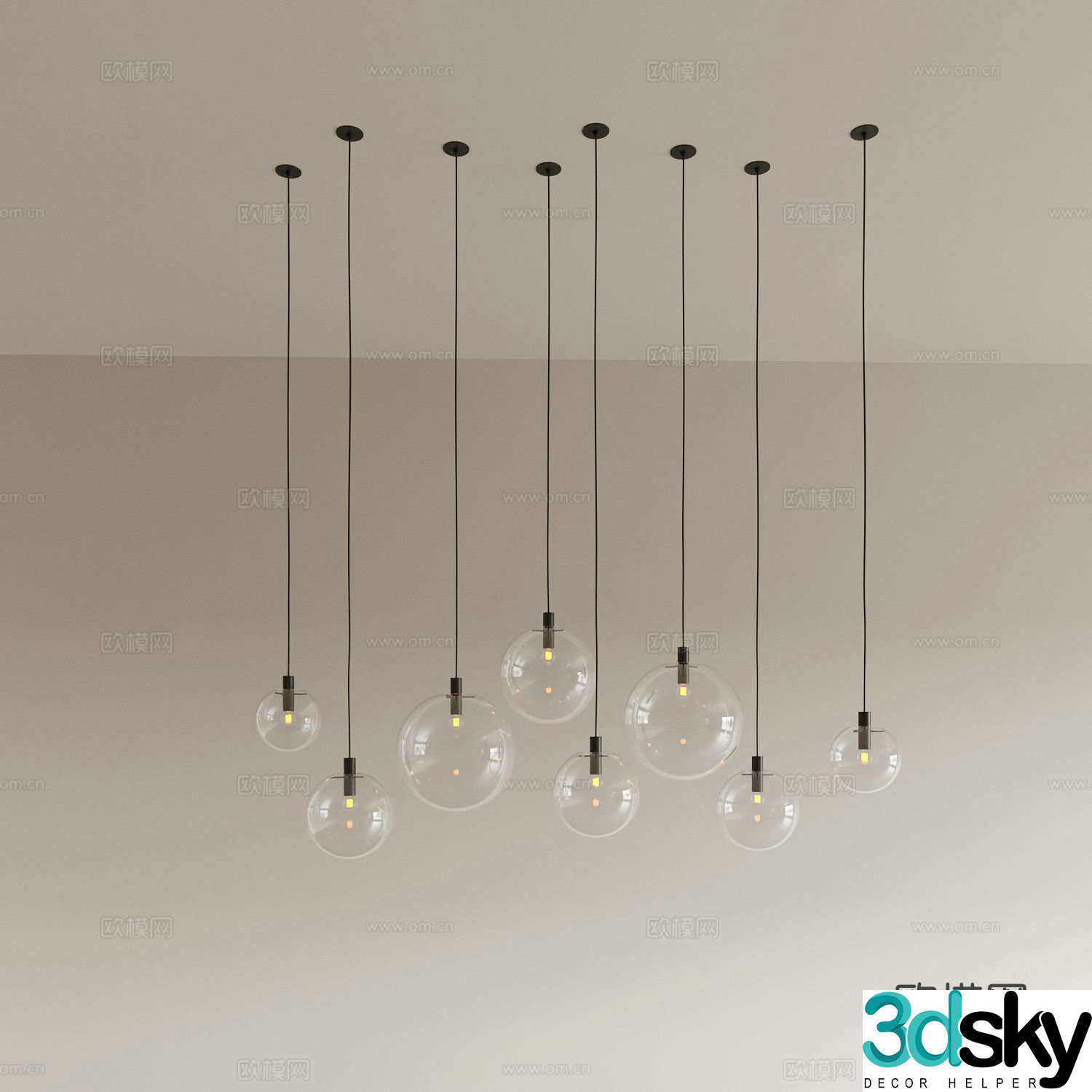 Glass chandelier restaurant chandelier 3d model
