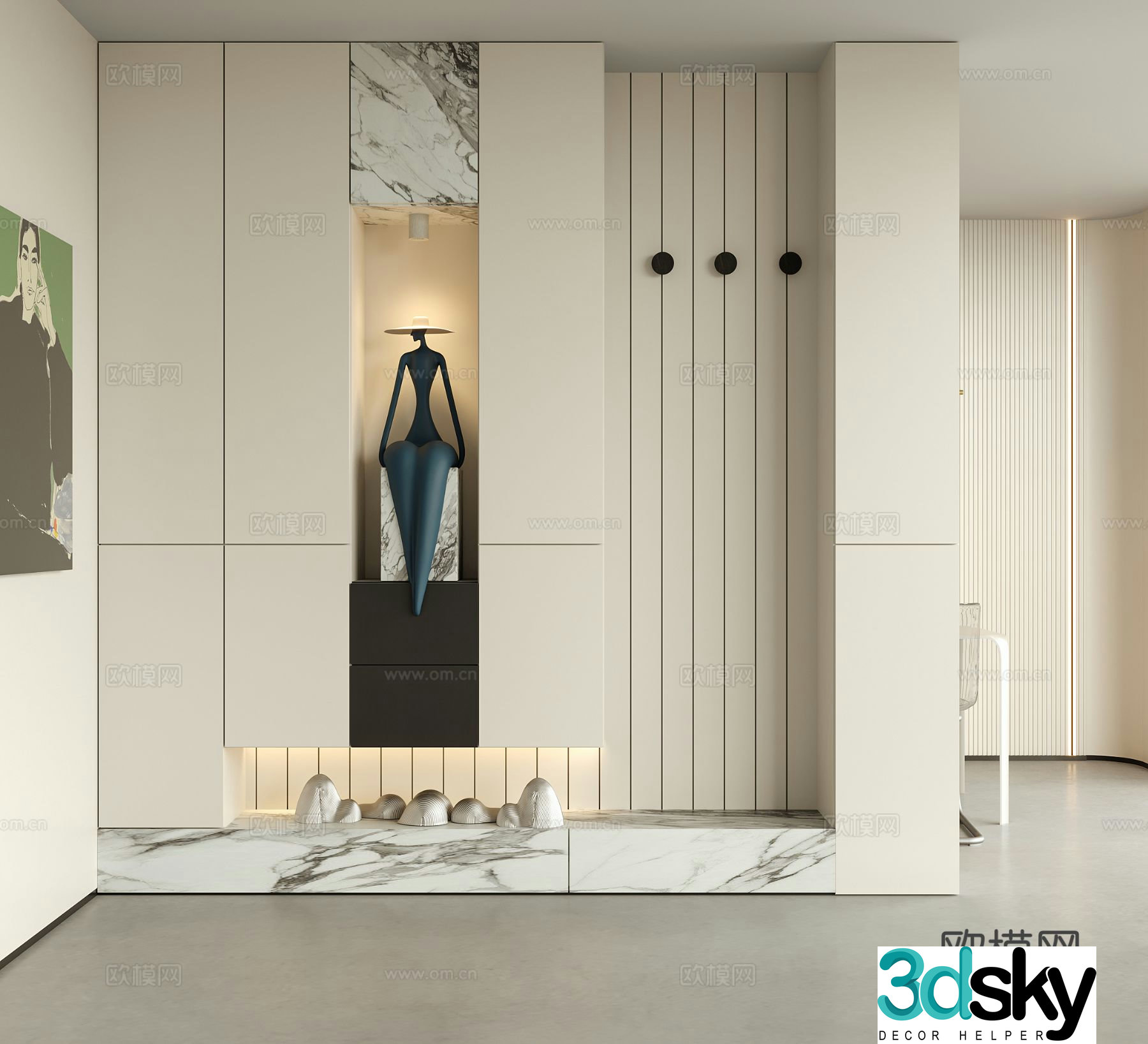 Decorative entrance hall entrance hall aisle 3D model