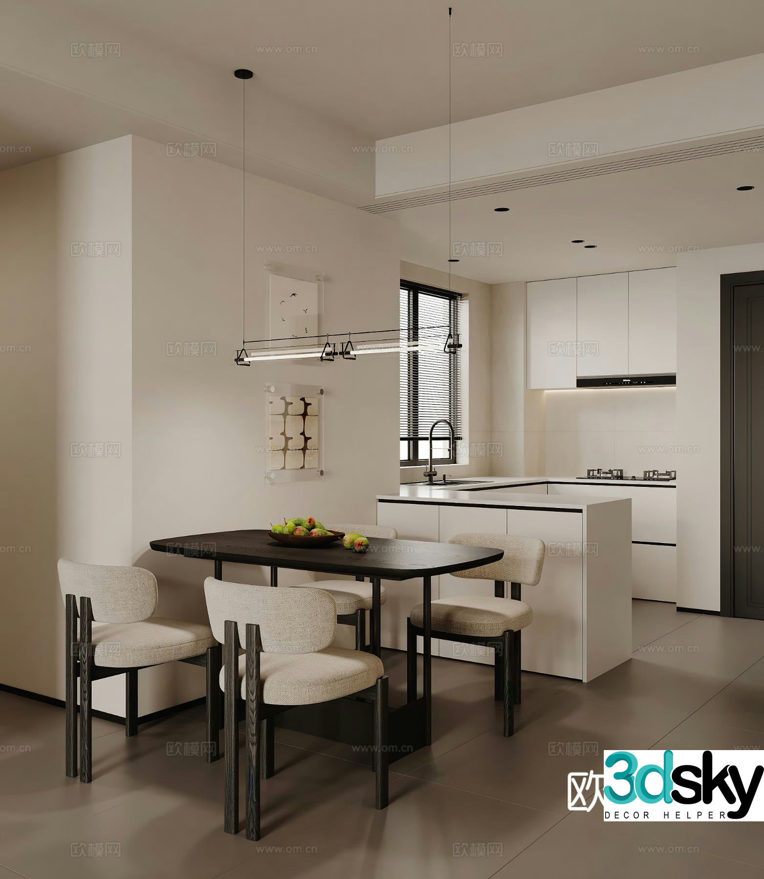 Open kitchen island cabinet 3d model