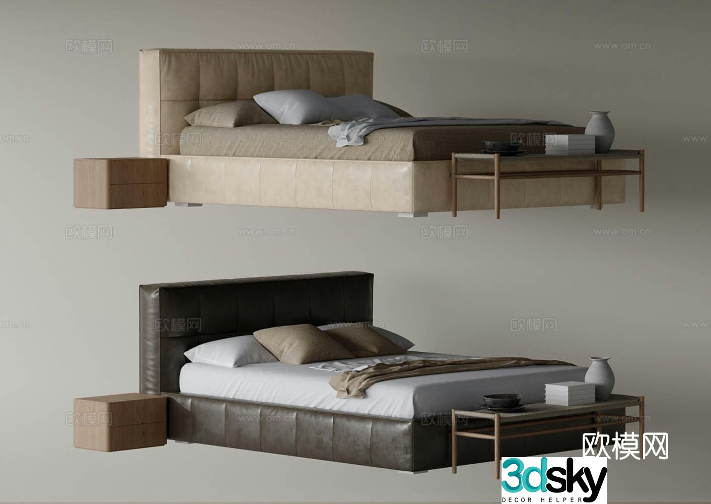 Nordic double bed 3d model