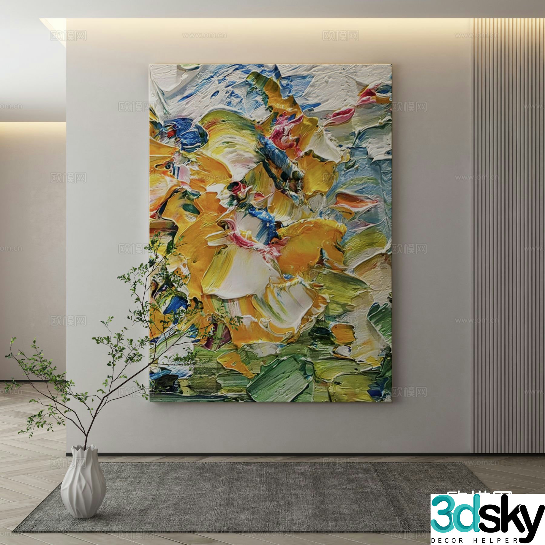 Modern texture painting decorative painting 3d model