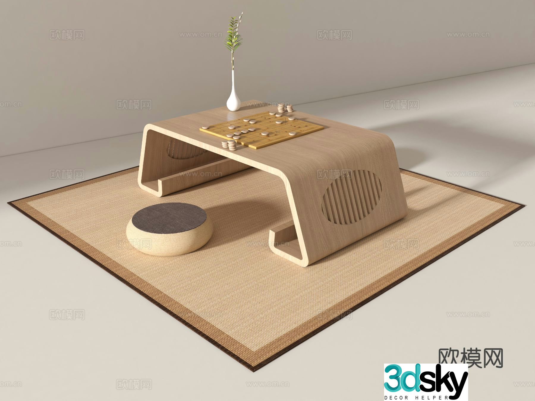 New Chinese chess board chess table and chairs 3D model