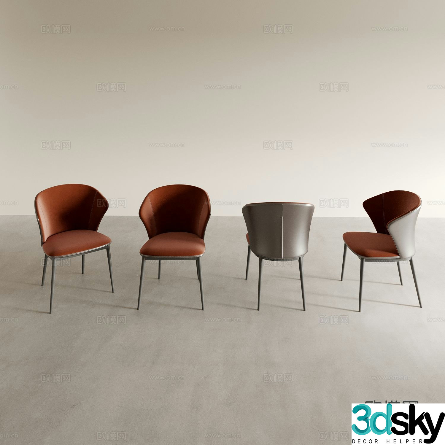 Dining chair tea chair leisure chair 3d model