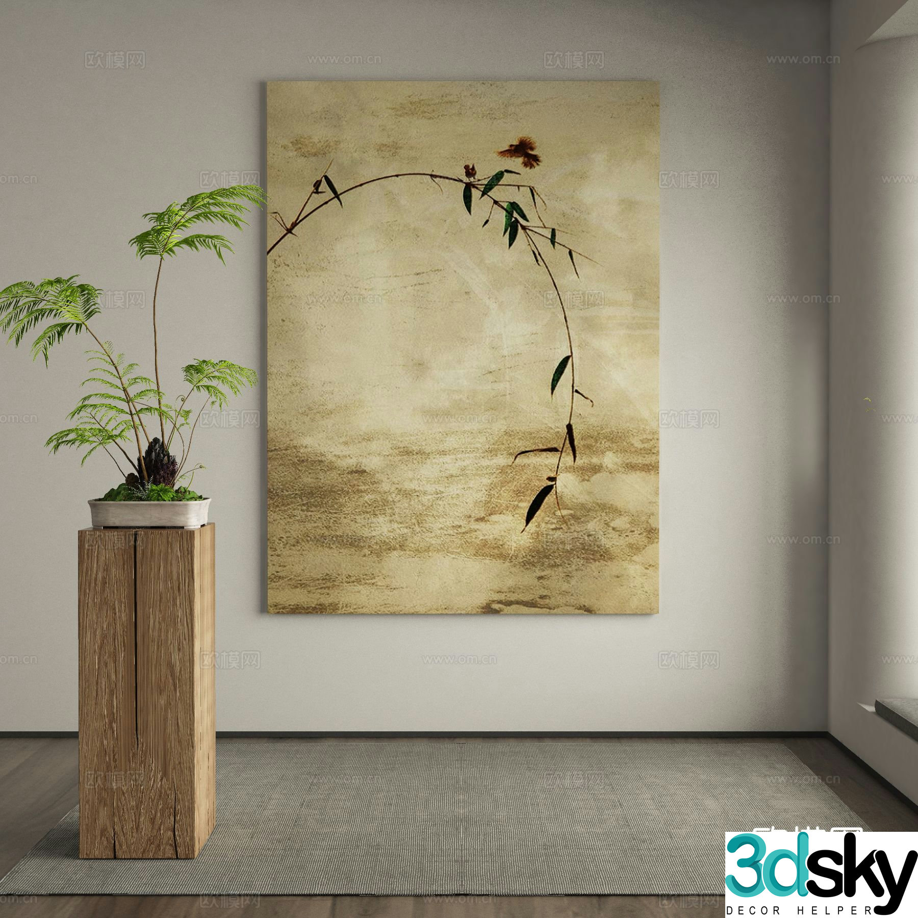 New Chinese style art painting decorative painting 3d model