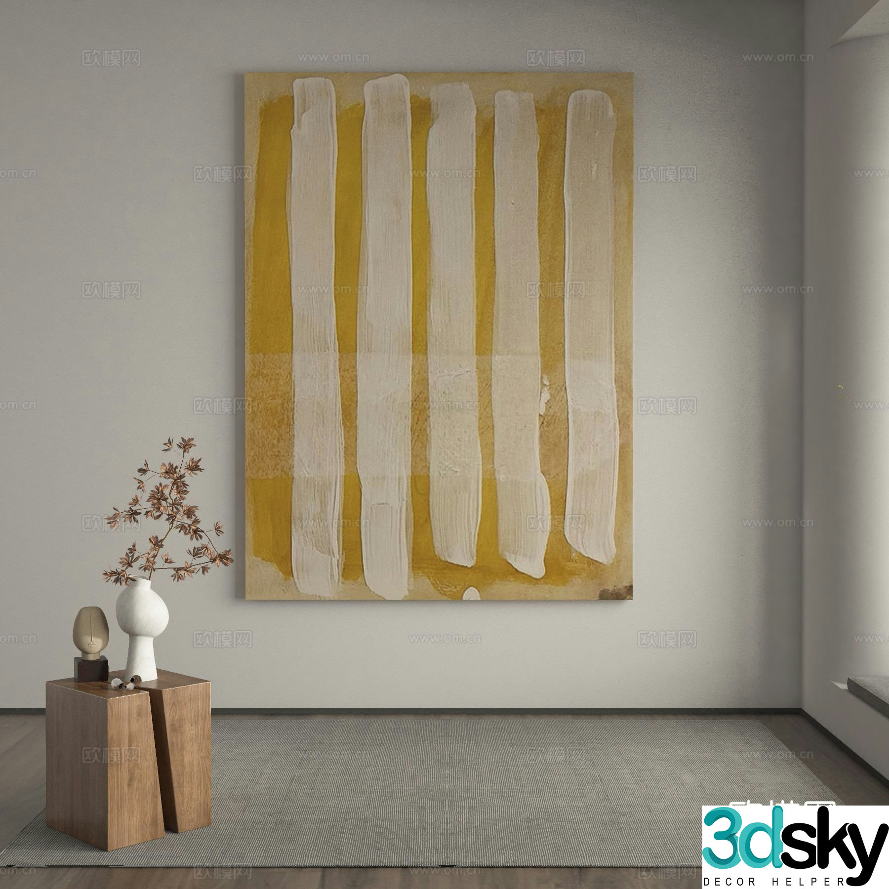 Wabi-sabi painting texture painting decorative painting hanging painting 3D model