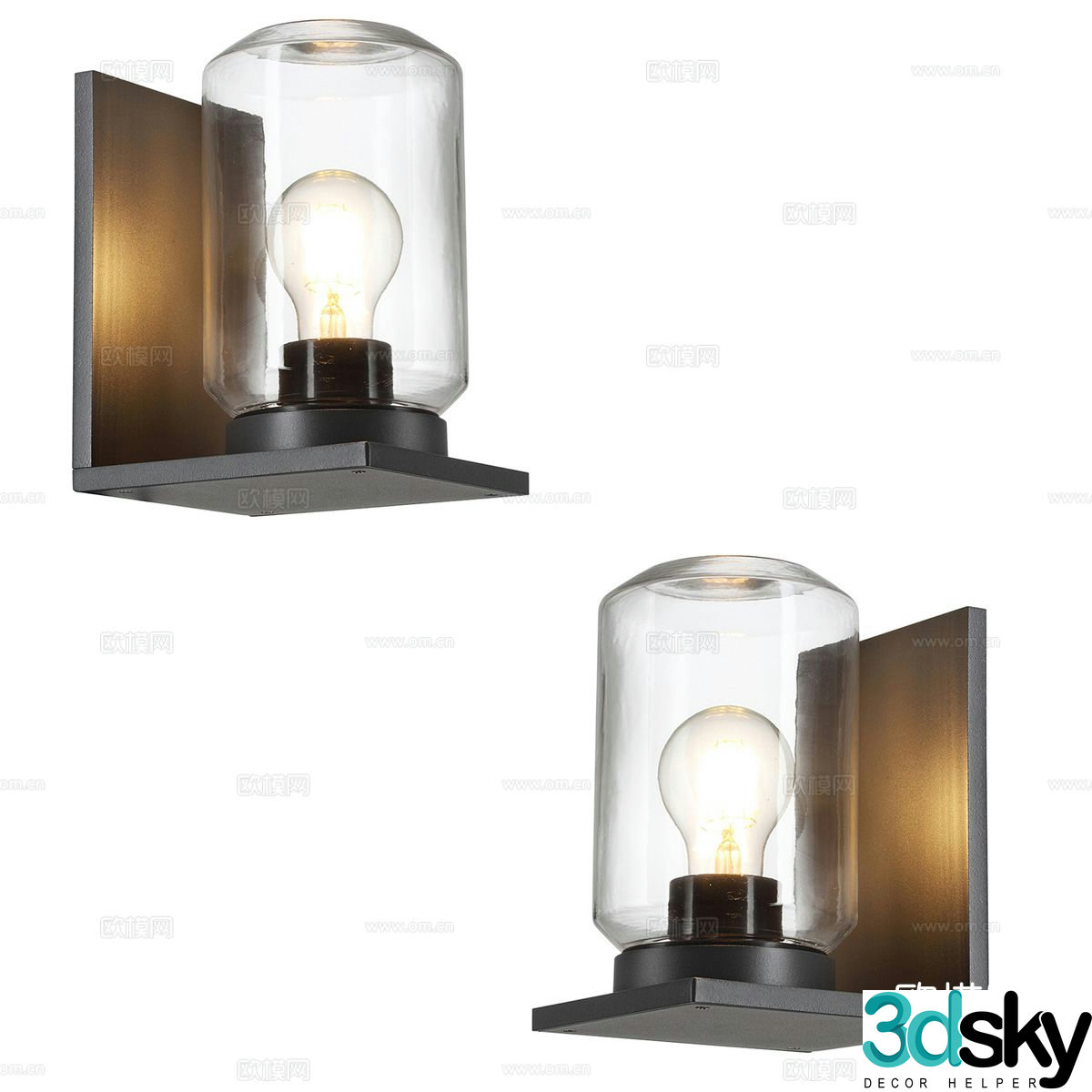 Simple wall lamp glass wall lamp 3d model