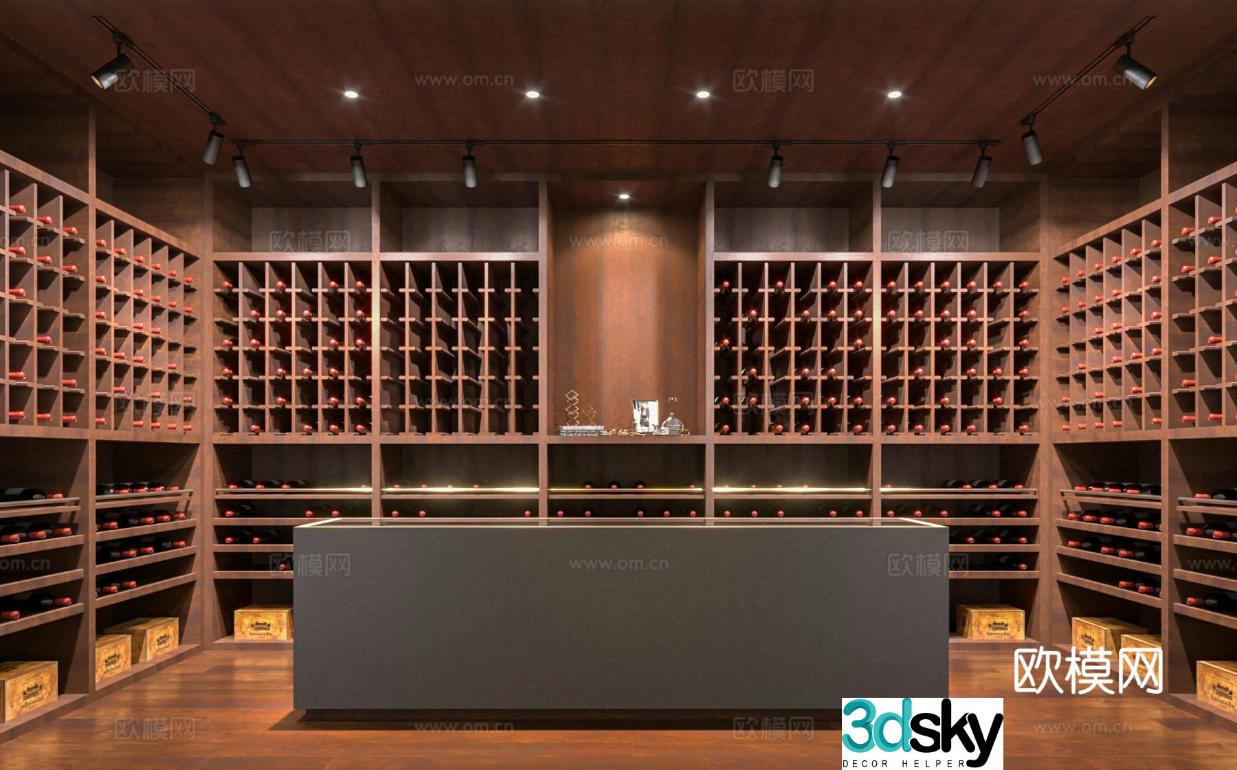 Modern red wine cellar cold storage room constant temperature room 3D model
