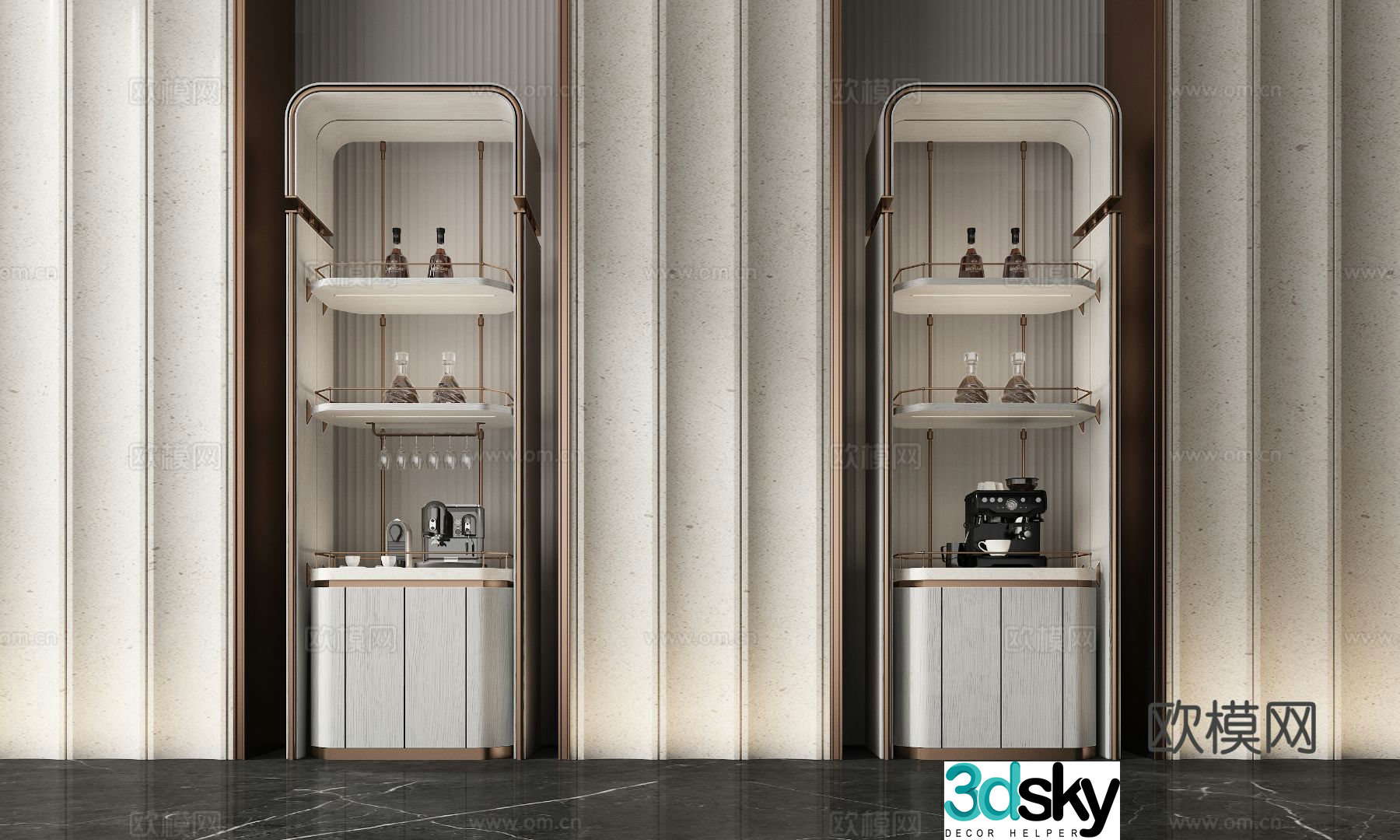 Light luxury wine cabinet 3D model