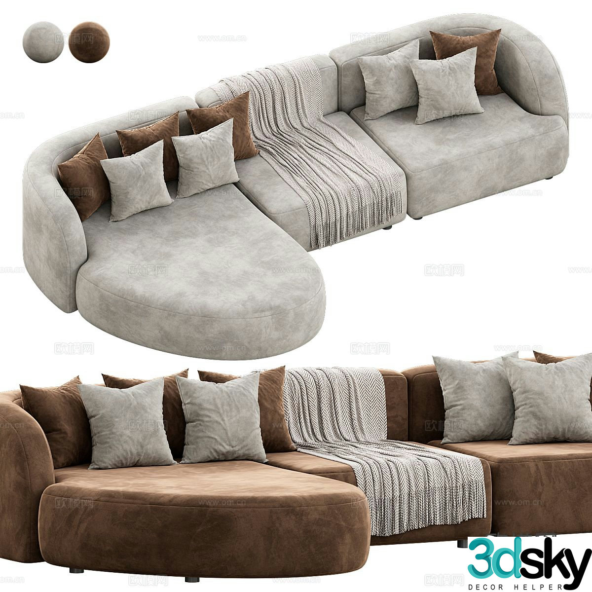 Multi-person sofa corner sofa 3d model