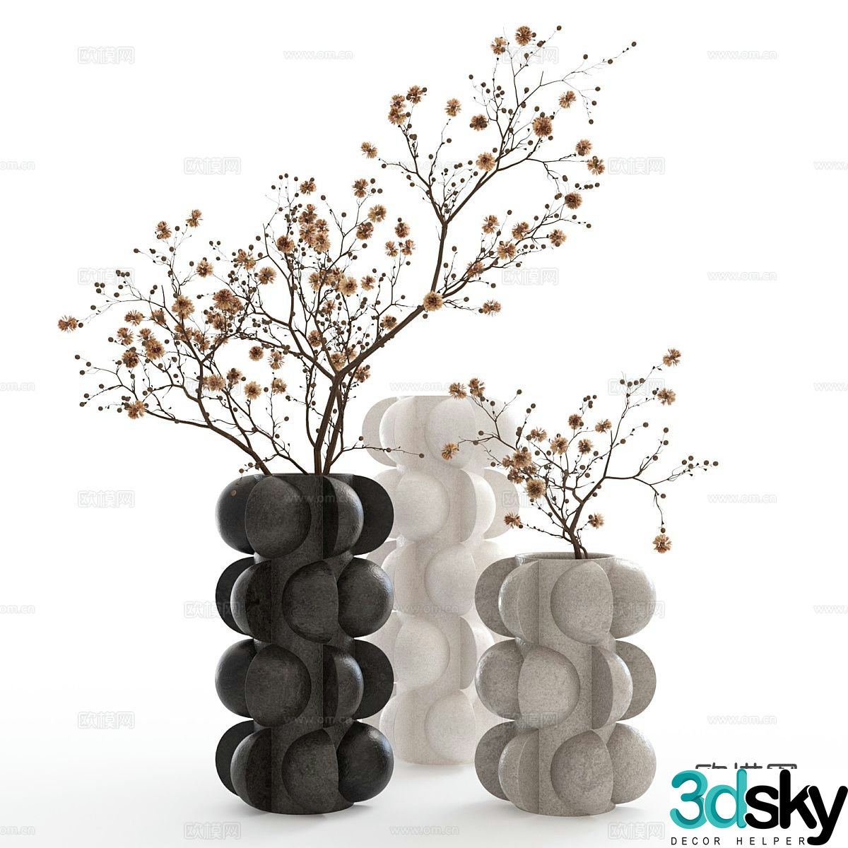 vase floral arrangement flower arrangement 3d model