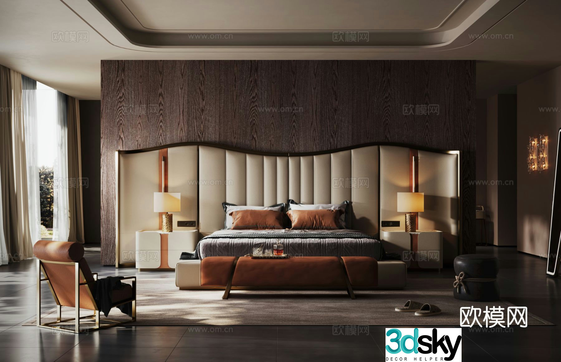 Italian style bedroom master bedroom 3d model