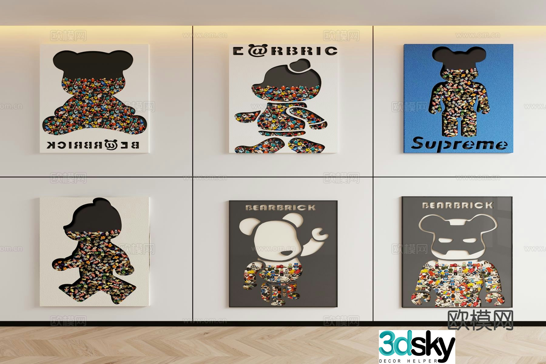 Modern decorative painting art hanging photo wall 3D model