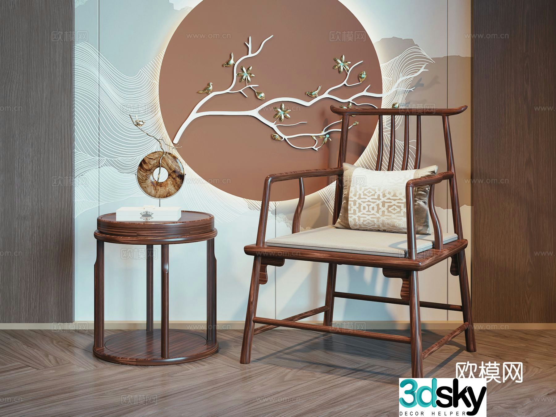 New Chinese style chair Taishi chair 3d model