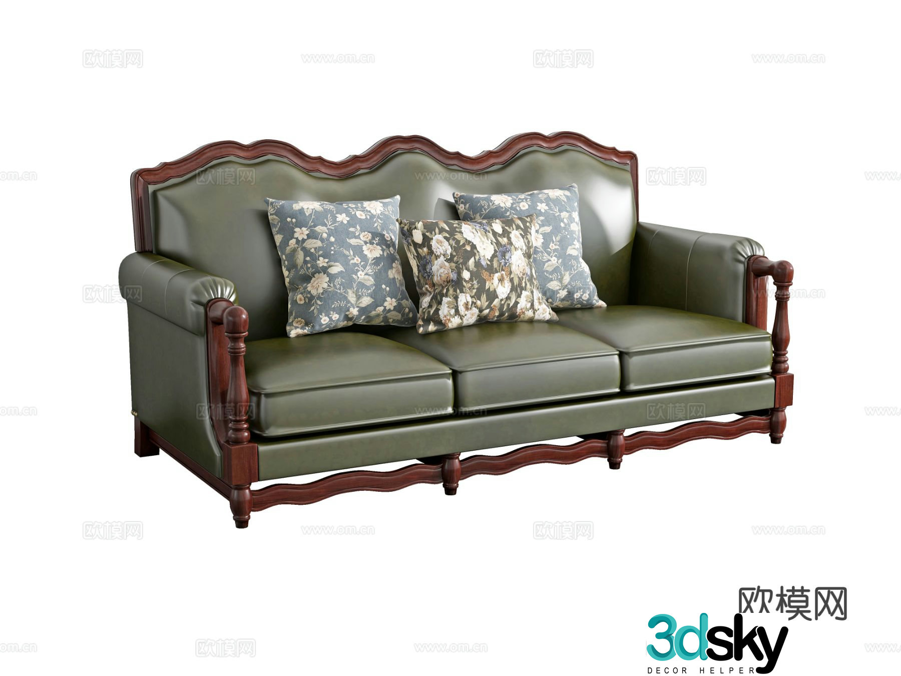 Three seater sofa leather sofa 3d model