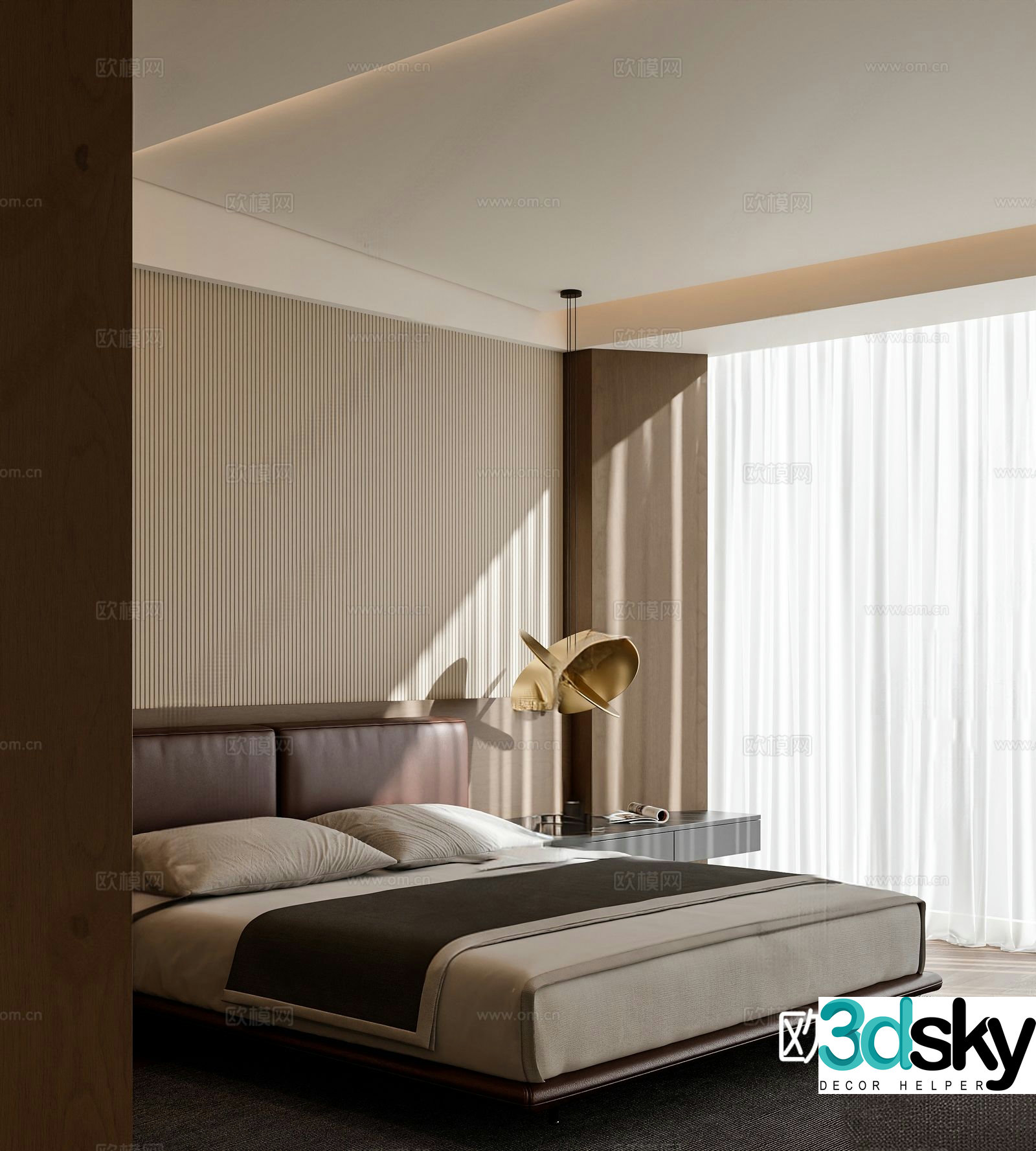 Italian double bed 3d model