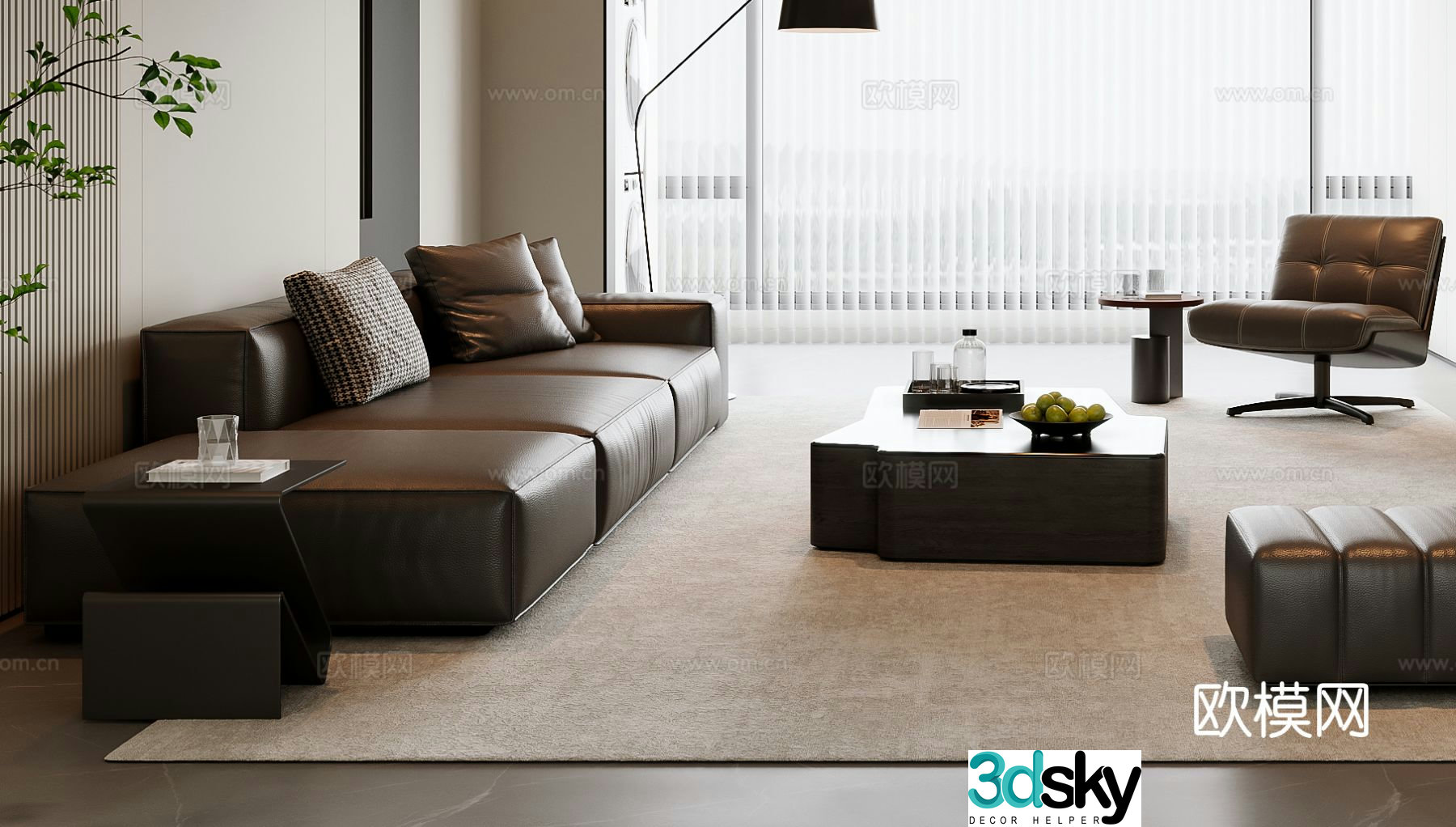 Italian sectional sofa 3d model