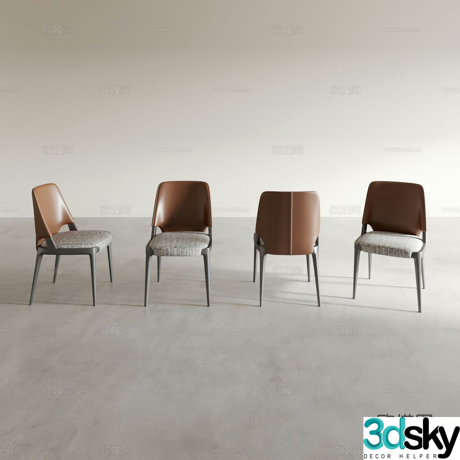 Italian dining chair tea chair leisure chair 3d model