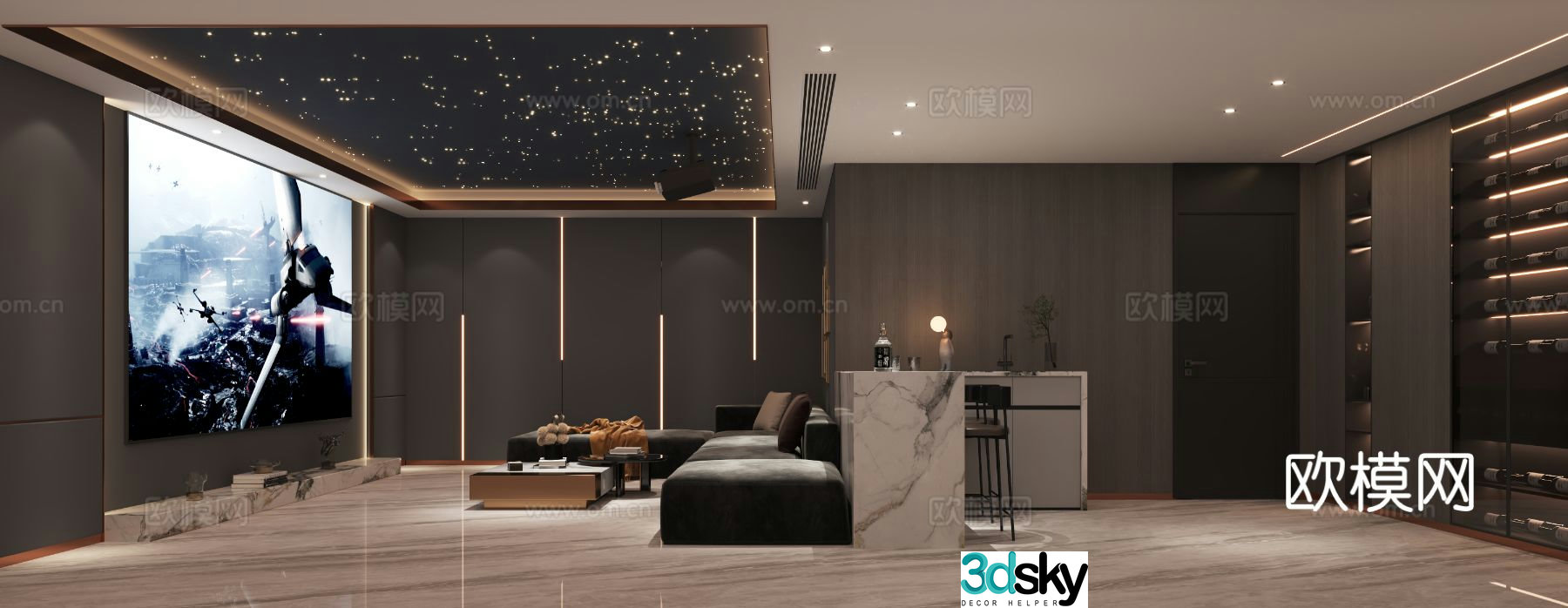 Modern audio-visual room audio-visual room 3d model