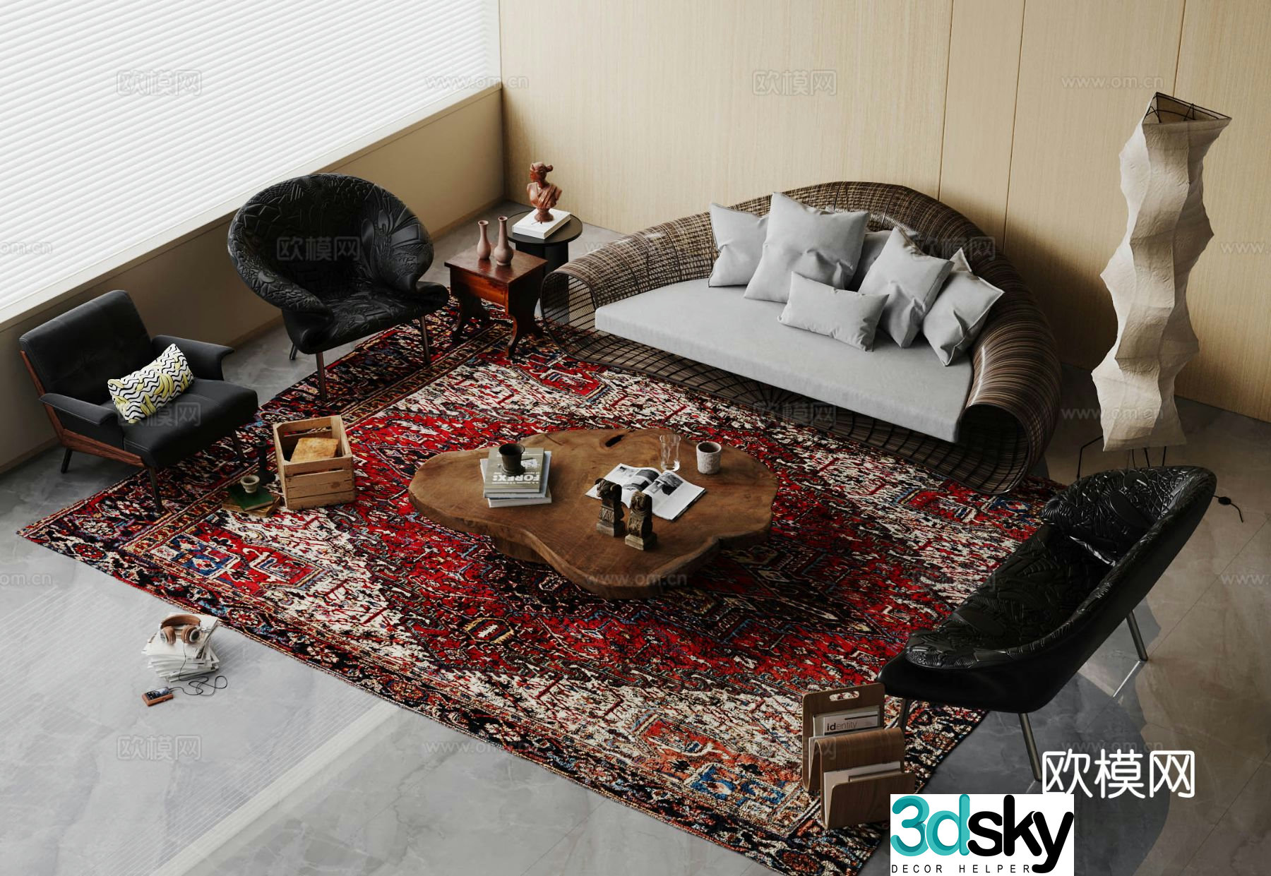 Medieval style modular sofa 3D model