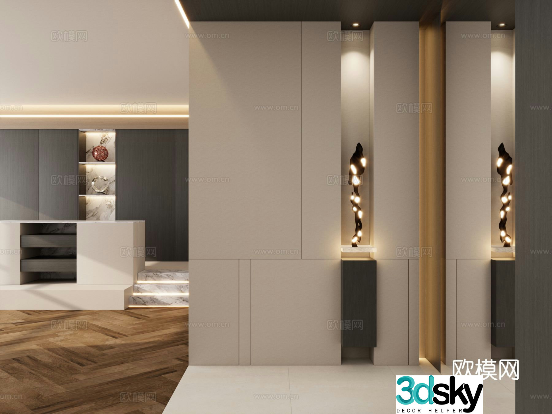 Italian style entrance hall partition 3d model