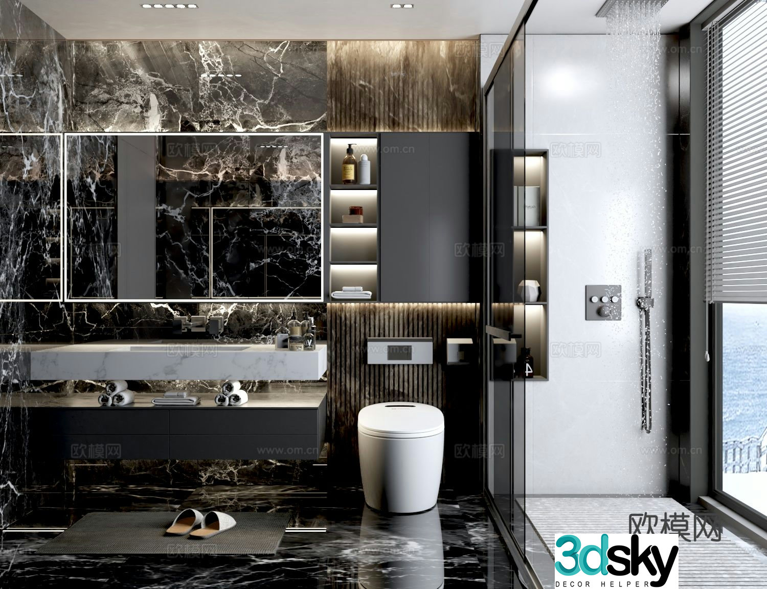 Premium gray bathroom bathroom 3d model