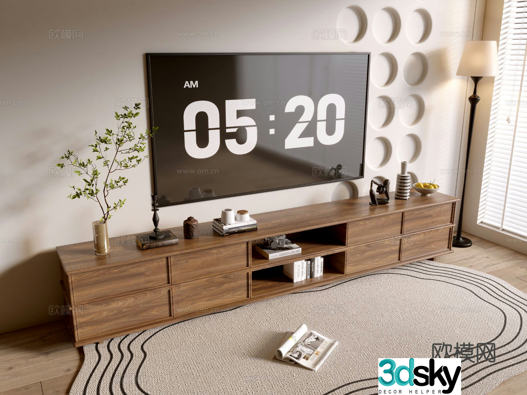 Log style TV cabinet 3D model