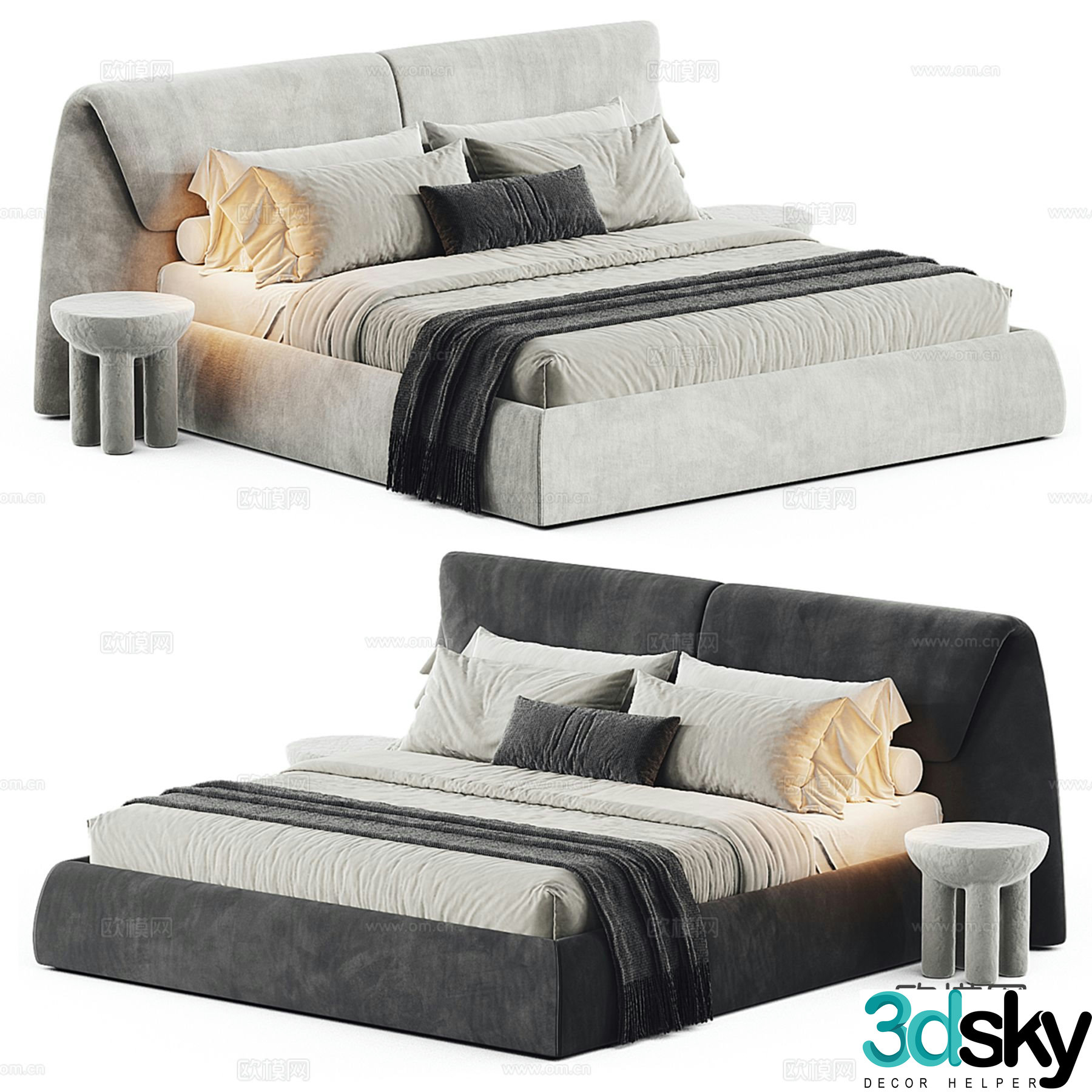 Modern double bed 3d model