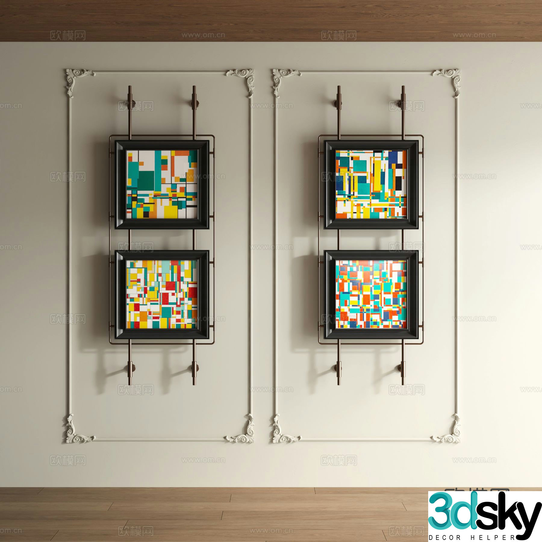 Modern abstract painting decorative painting 3d model