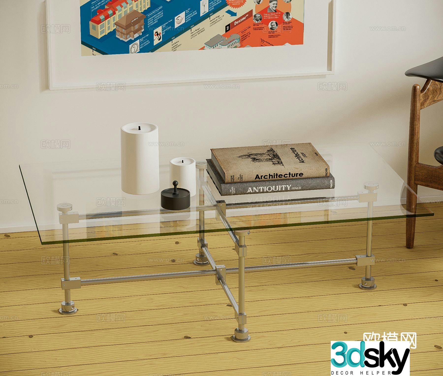 Glass coffee table 3d model