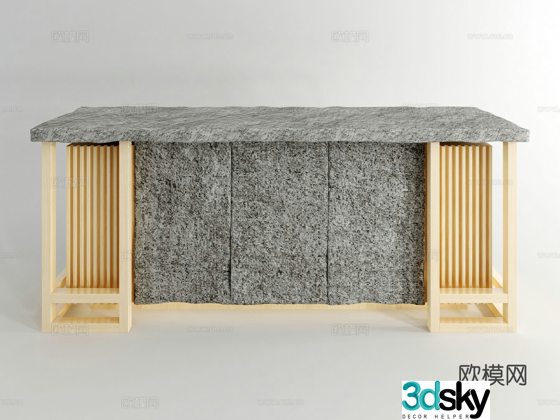 wabi-sabi front desk reception desk service desk 3d model