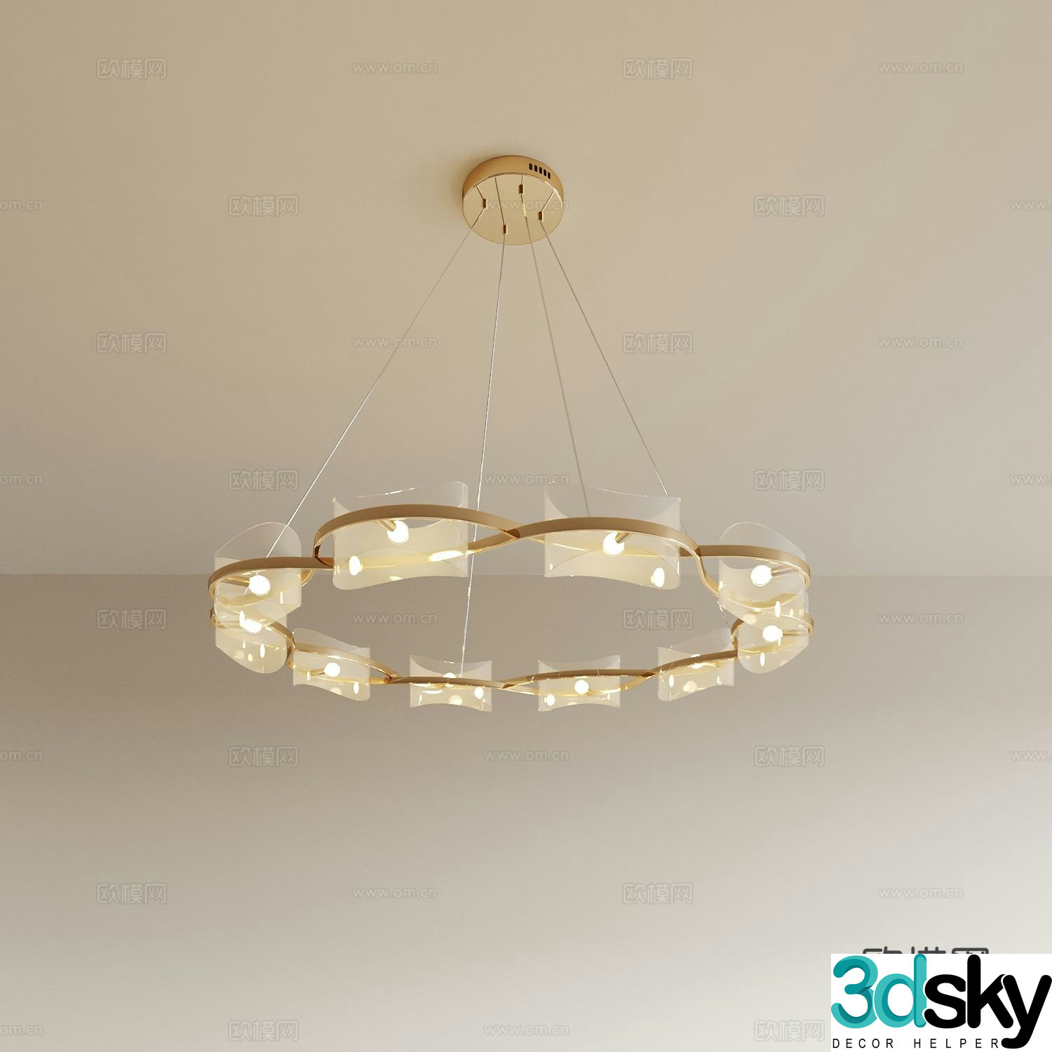 Creative chandelier hall chandelier ring chandelier 3d model