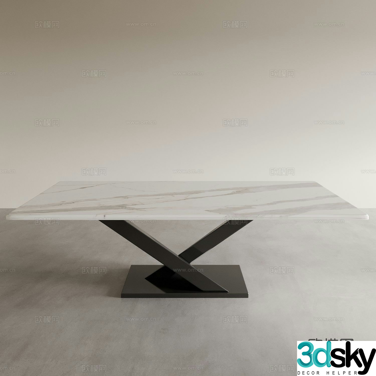 Minimalist dining table slate dining table 3D model