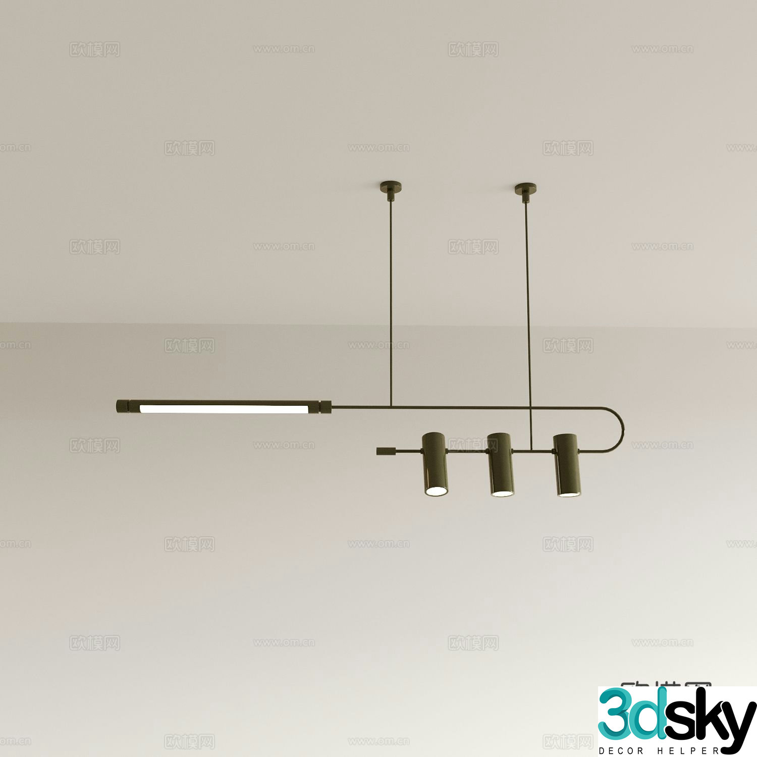Long chandelier restaurant chandelier 3d model