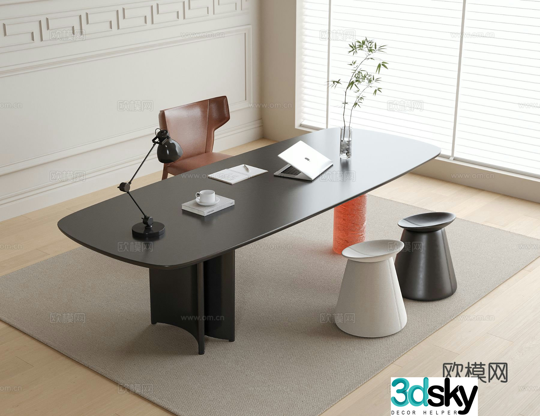 modern desk writing desk 3d model