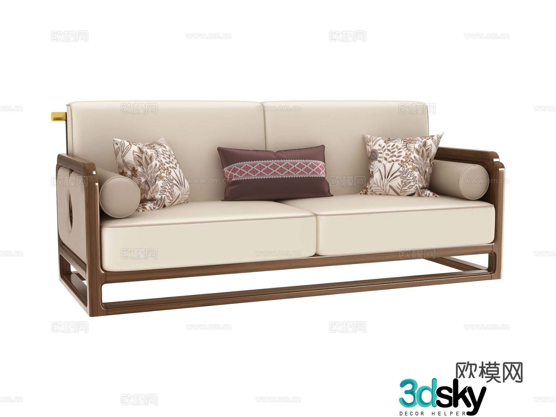 Double sofa leather sofa 3d model