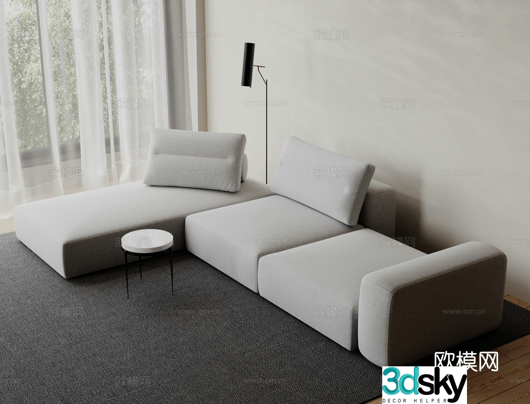 Modern multi-seater sofa corner sofa 3d model