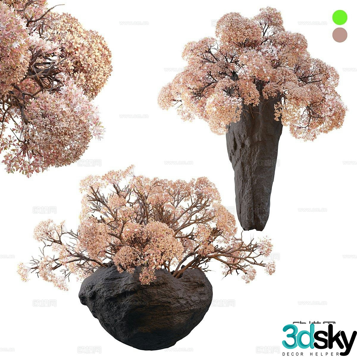 wabi-sabi vase floral arrangement dried flowers flower arrangement 3d model