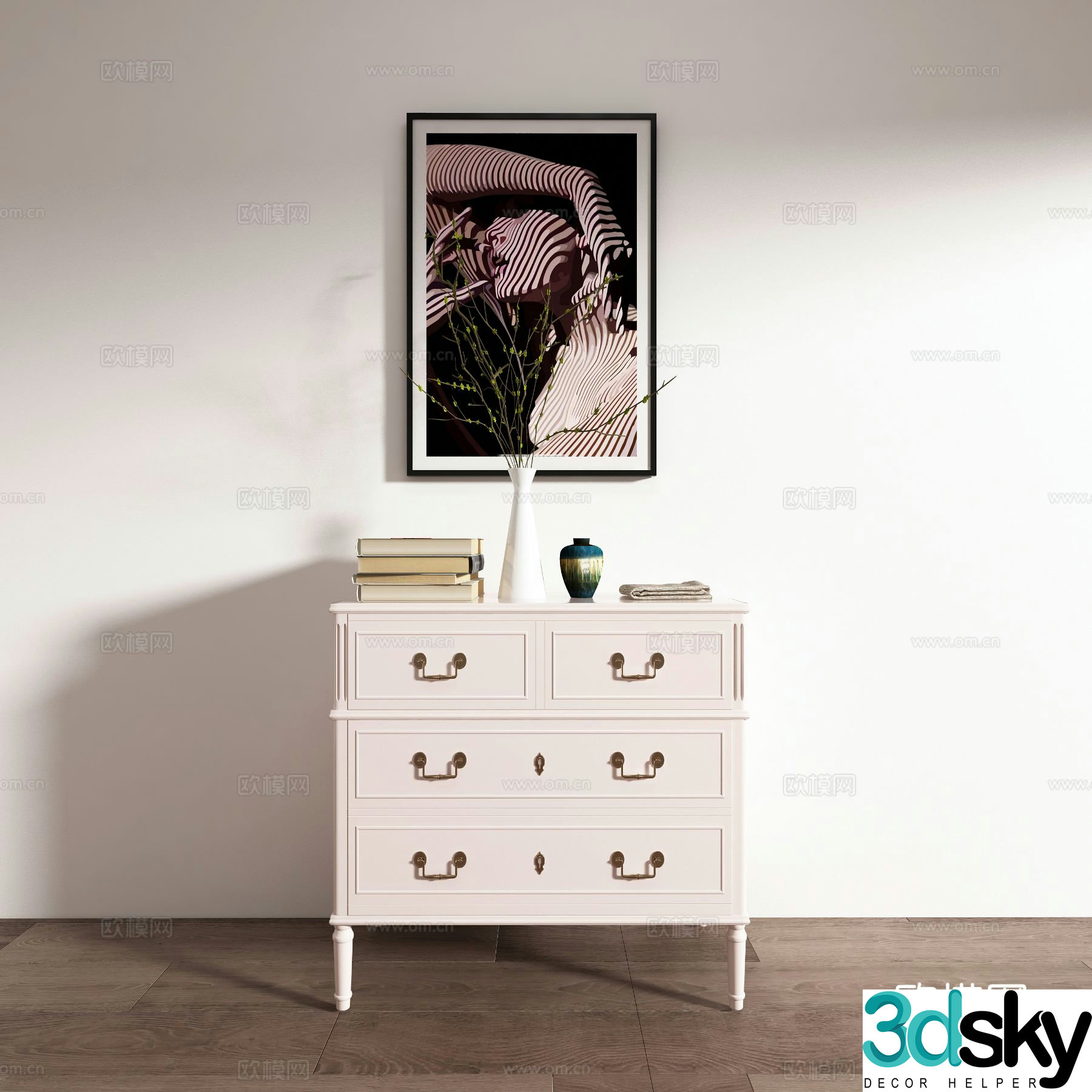 French bedside table 3d model