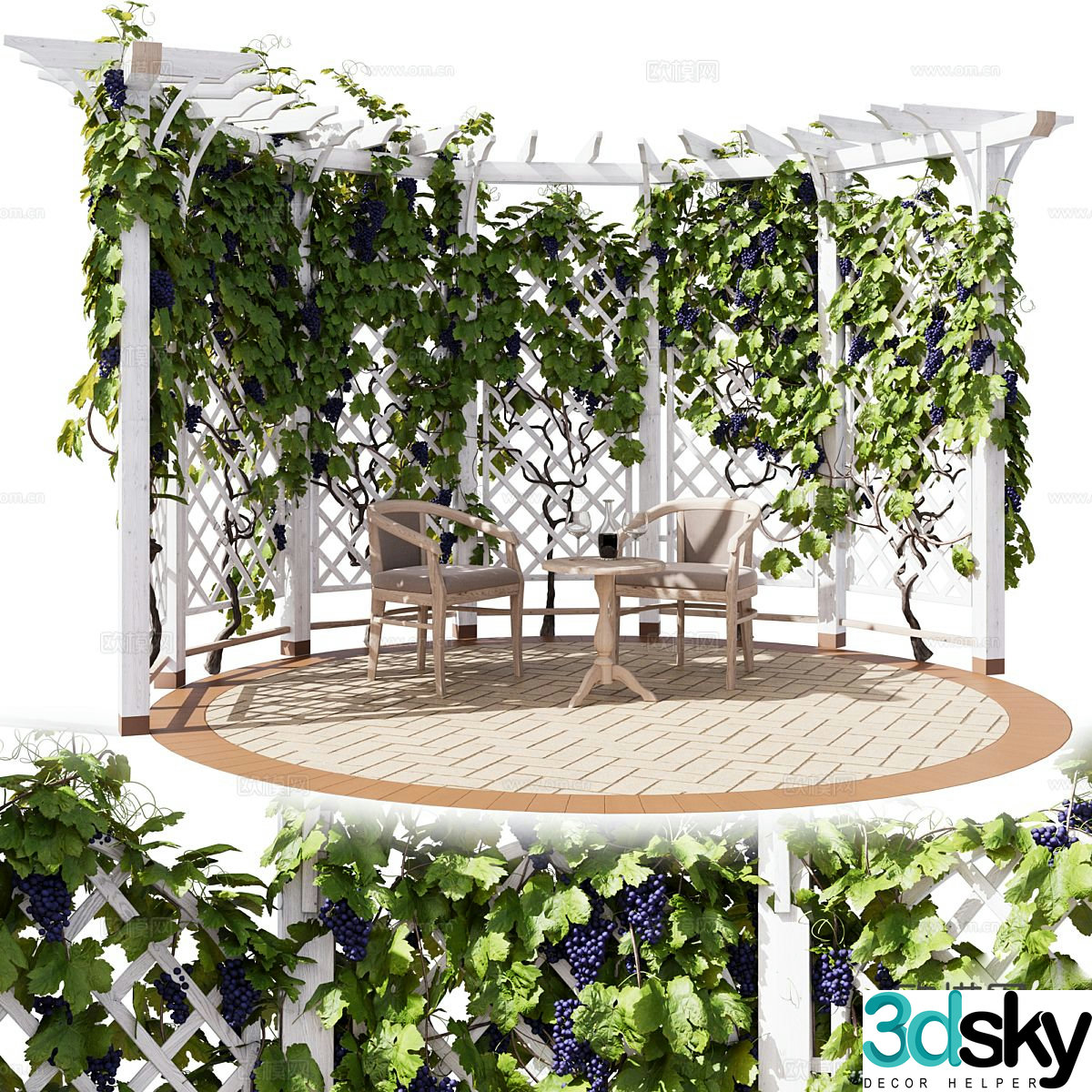 Simple European grape rack flower rack gallery rack 3D model