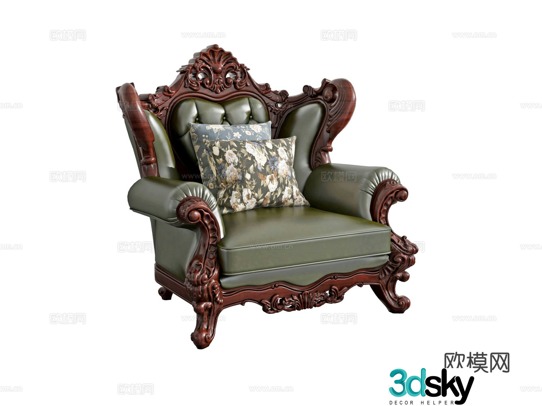 Single sofa leather sofa 3d model