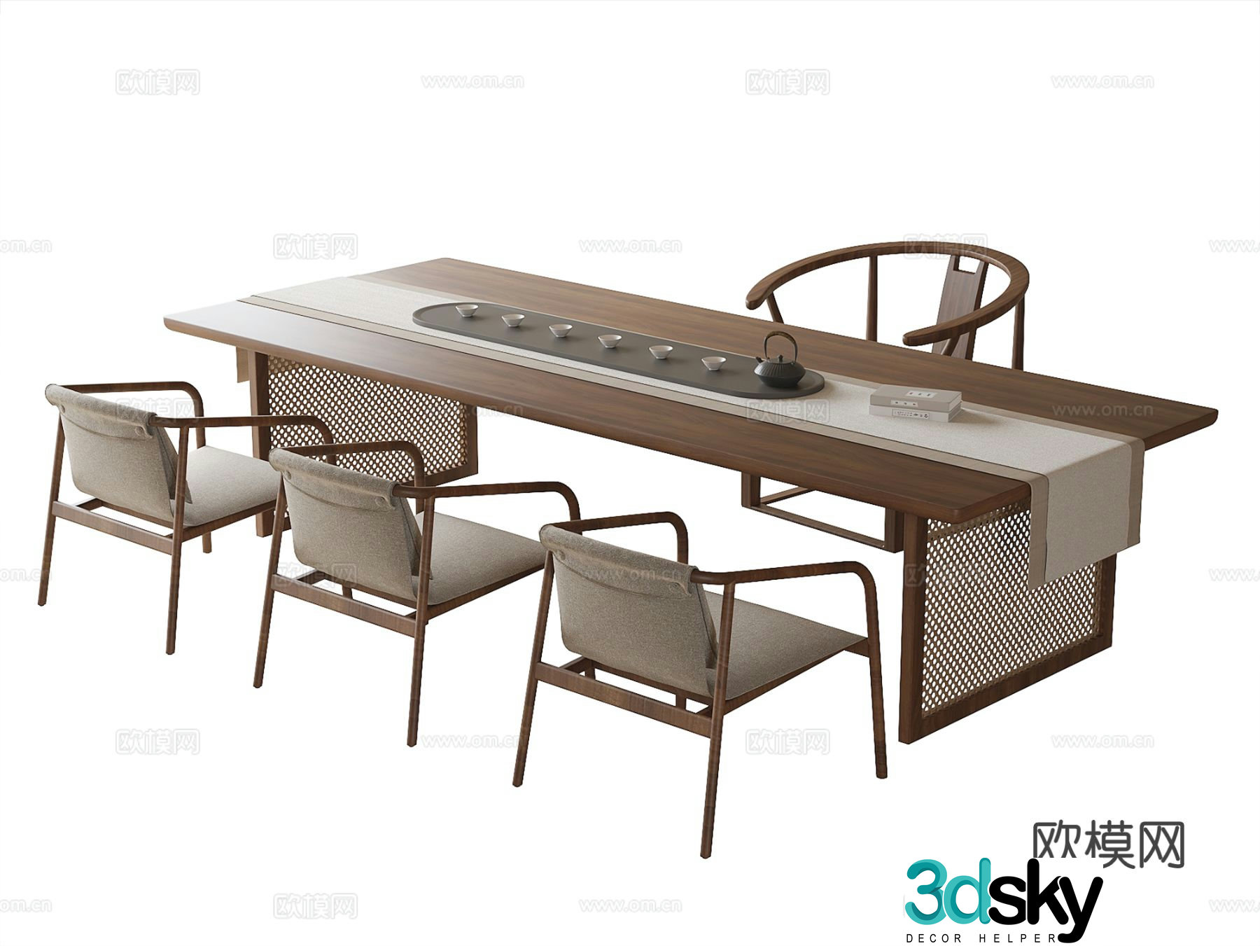 New Chinese style tea table tea table 3d model