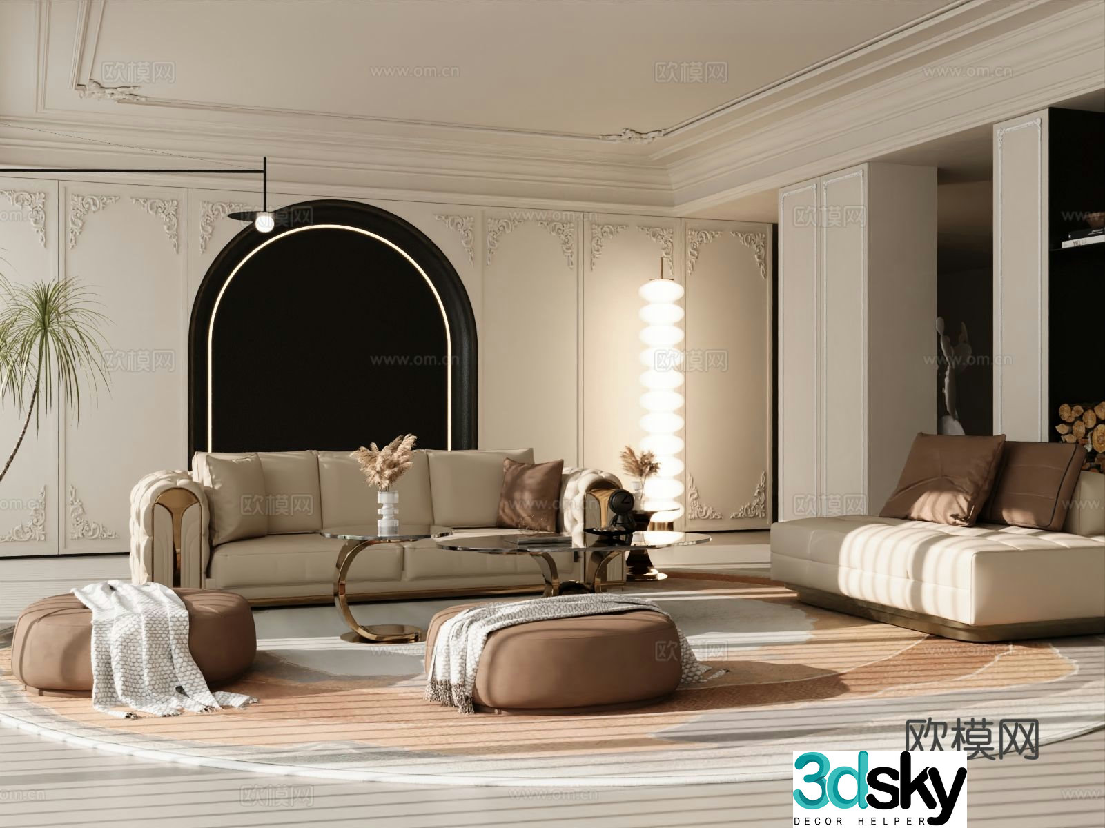 French sectional sofa 3d model