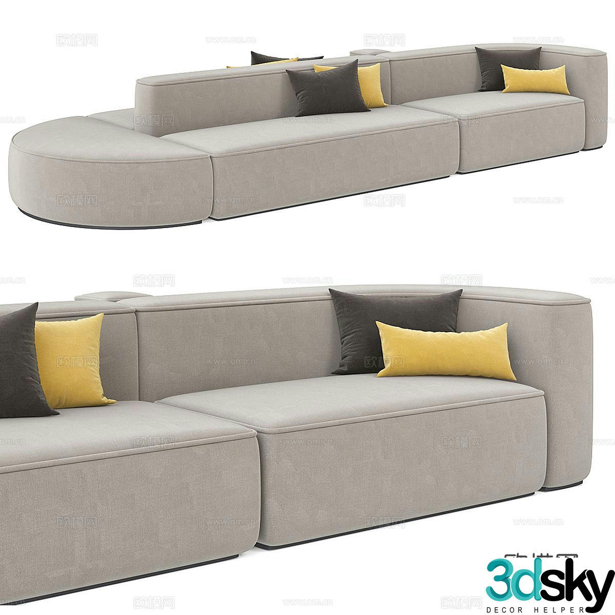 Multi-person sofa double-sided sofa 3d model