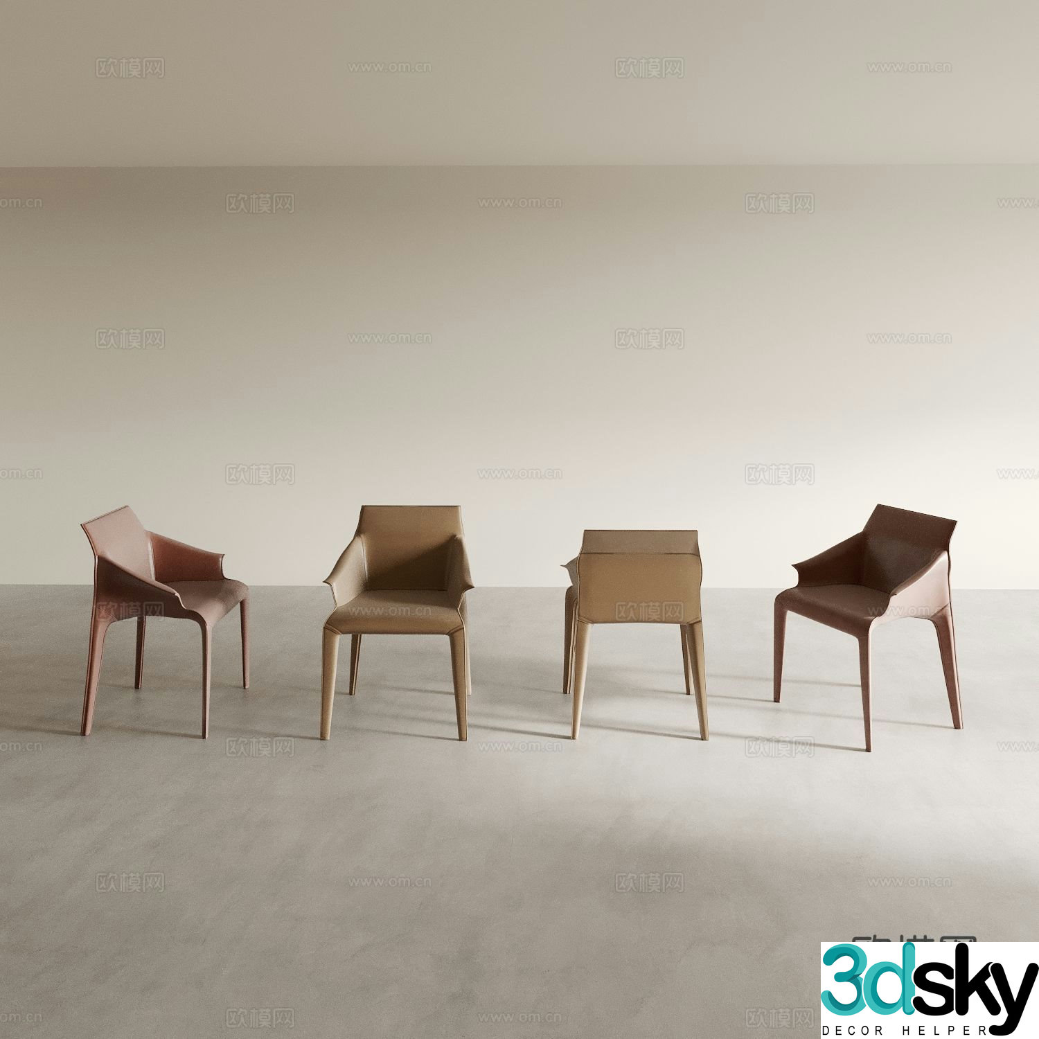 Italian dining chair tea chair leisure chair 3d model