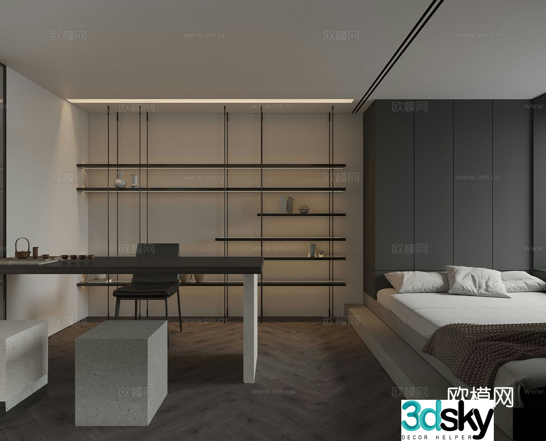 3d model of tatami bedroom and second bedroom