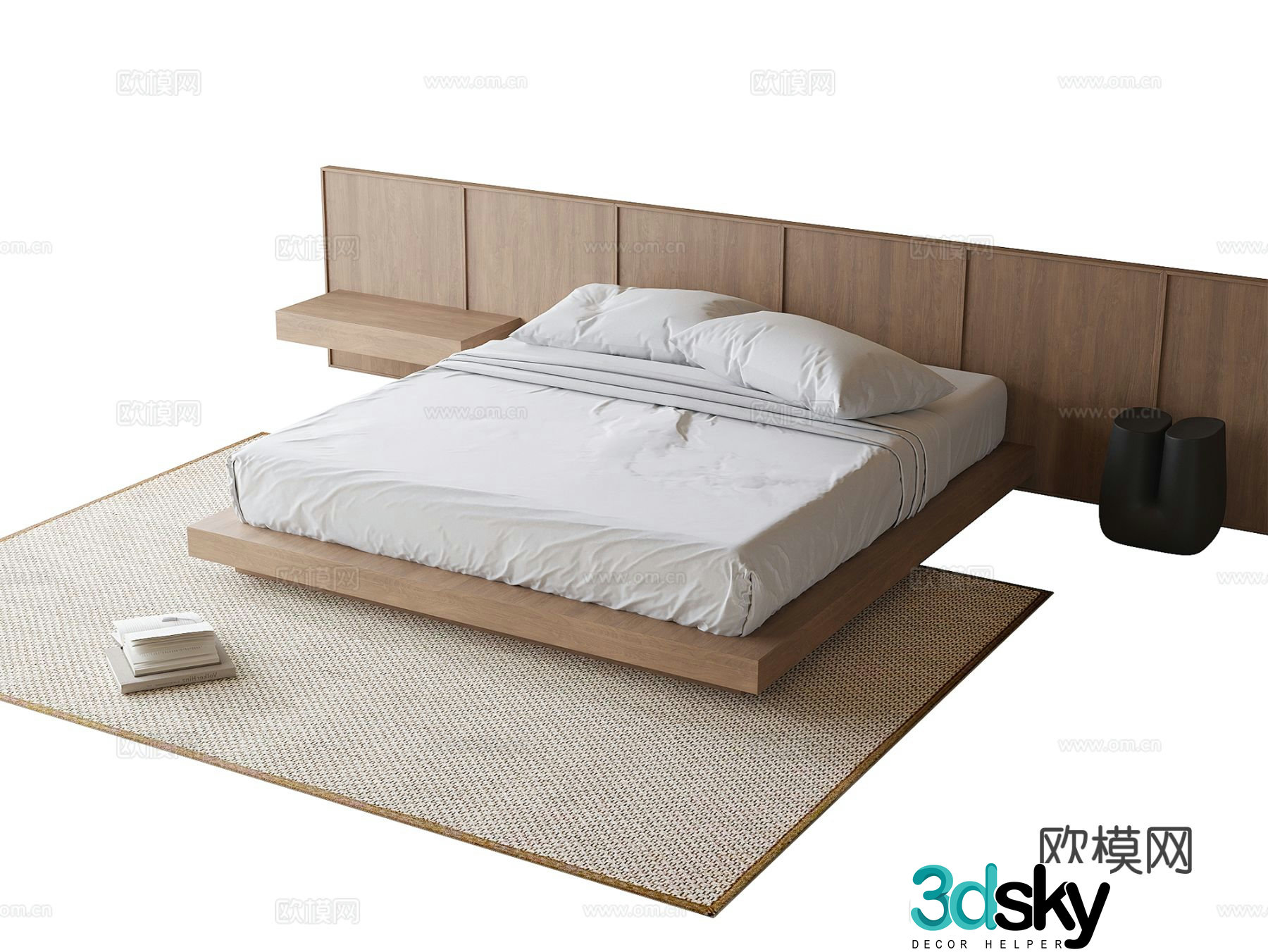 Modern double bed 3d model