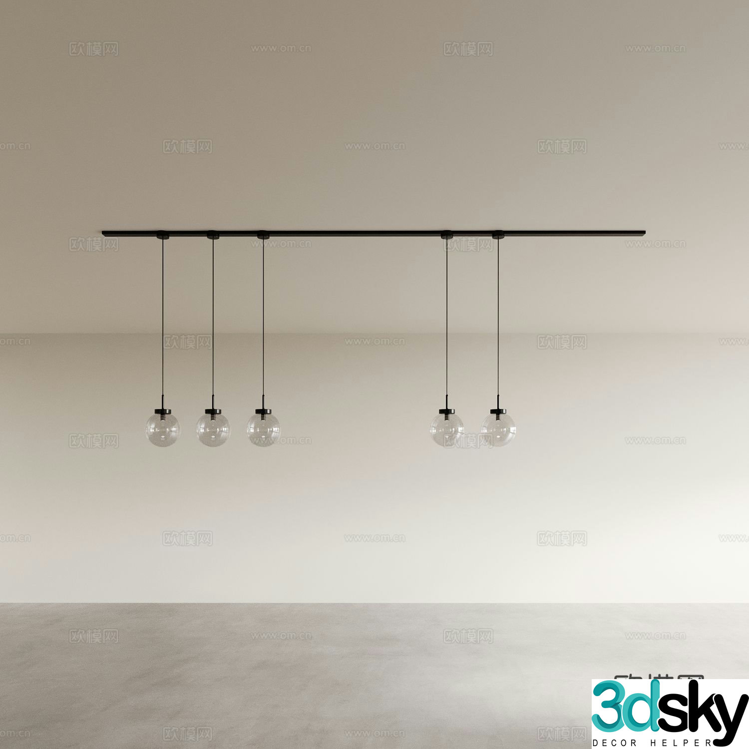 Glass chandelier restaurant chandelier 3d model