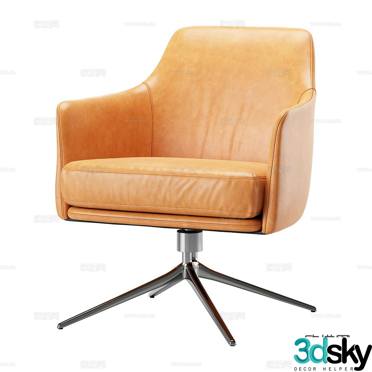 Single sofa leather sofa 3d model
