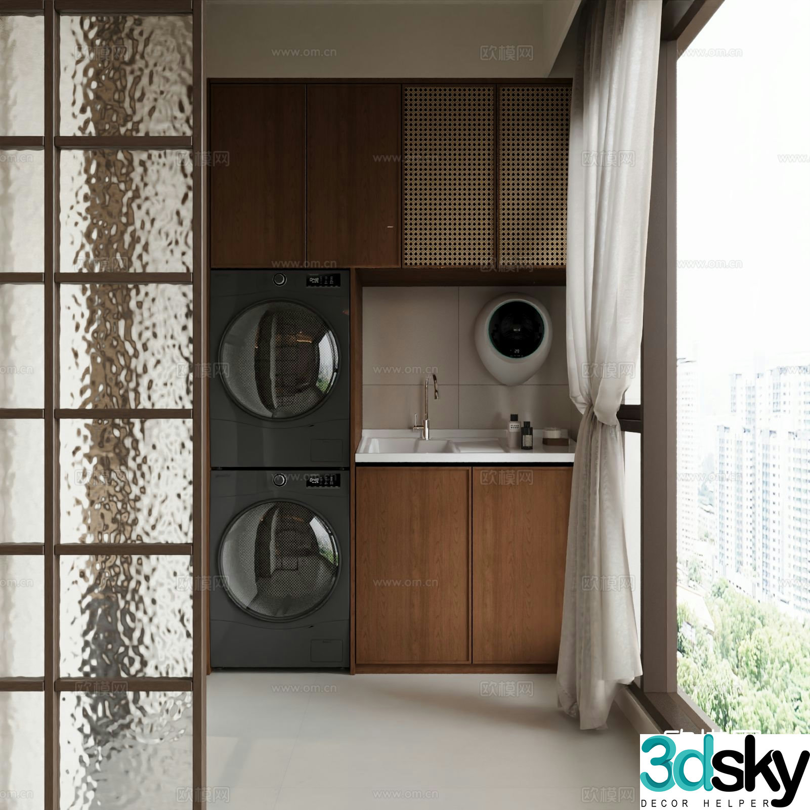 Medieval style washing machine cabinet 3D model
